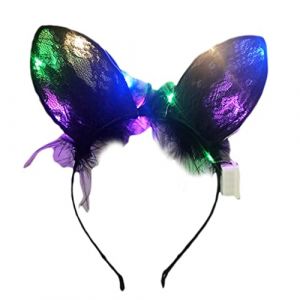 Watreketal Serre Tete,Accessoires de cheveux simples et doux pour femmes, bandeau lumineux pour se laver le visage, serre-tête pour oreilles de chat, cerceau de cheveux multicolore lumineux (Xuanlang Trading, neuf)