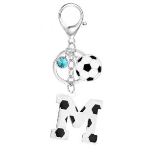 MWOOT Porte Cl&eacute; Football avec Lettre Initiale, Porte Clef Alphabet avec Pendentif Football pour Amoureux du Football, Cadeau de Football Charme de Porte Cl&eacute;s pour Cl&eacute; de Voiture Sac &agrave; Dos D&eacute;cor(M) (Sopdy-eu, neuf)