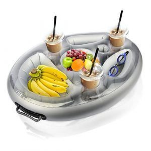 Yisscen Porte-gobelet Gonflable Flottant, Porte-Boissons et Collations 2 en 1 Barre de piscine 8 trous Dessous de verre de grande capacité, porte-bouteille gonflable flottant Fête de piscine d'été (Yisscen, neuf)