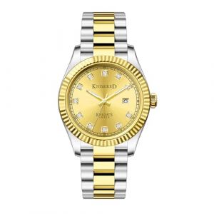 KNISKRED Montre Classique pour Homme avec Bracelet en Acier Inoxydable Massif et Calendrier Montre de C&eacute;r&eacute;monie pour Homme R&eacute;sistante &agrave; l'eau (Argent&eacute; Or) (KNISKRED, neuf)