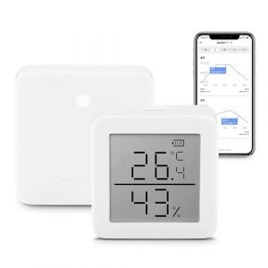 SwitchBot Thermomètre hygromètre et concentrateur mini, capteur de température numérique Bluetooth avec alerte intelligente et stockage de données, écran LCD thermo-hygromètre numérique (SwitchBot, neuf)