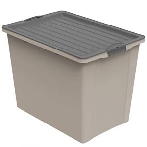 Rotho Compact Boîte de Rangement 70 l avec Couvercle et Roulet tes, Plastique (PP Recyclé) sans BPA, Cappuccino/Anthracite, A3/70 l (57,0 X 39,5 X 43,5 cm) (Rotho Kunststoff GmbH, neuf)