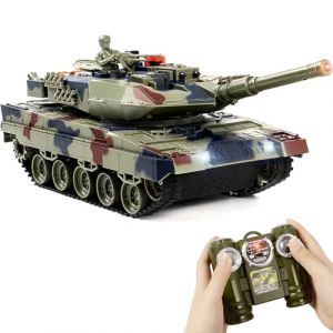 Supdex Tank Telecommande, RC Char 1/24 Telecommande, Leopard II Radiocommande, Combat avec de la Fumée et des Lumieres, Char Telecommandé Enfant, Convient aux Enfants de 6 Ans et Plus (YuuDelvv, neuf)
