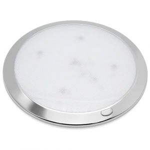 Dream Lighting Plafonnier LED 12v avec Interrupteur - Éclairage pour Camping-car Caravane Camper Fourgon Aménagé Bateau- ⌀21,6cm 14,2W 830LM Blanc Chaud 3000K Dimmable avec Lumière Bleue (autopartsandaccessories, neuf)
