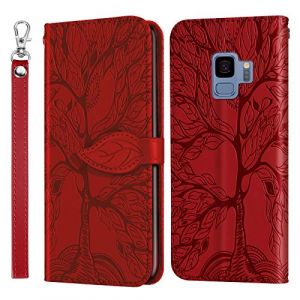JayModCase Coque pour Samsung Galaxy S9, Premium en Cuir PU Multifonction Antichoc Etui &agrave; Rabat, Support Fentes Cartes Pochette de Portefeuille Cuir Coque Samsung Galaxy S9 - Rouge (Hailian EU Store, neuf)
