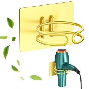 LOXSUN Support Seche Cheveux, Porte seche cheveux Mural, Support S&egrave;che cheveux Sans Percage, Accroche Seche cheveux, Support Mural seche Cheveux Convient pour Salle de Bain, H&ocirc;tel (Or) (Loxsun, neuf)