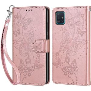 Coque pour Samsung Galaxy A51 / Samsung Galaxy M40S, Housse Etui Portefeuille Cuir Multifonction, Fermeture Magn&eacute;tique &agrave; Clapet Anti-Choc Compatible avec Coque Samsung A51 Book - Or Rose (KENHONER, neuf)