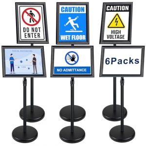 Newzealkids Porte Affiche A3 sur pied Présentoir A3 Support pour Affiche Porte-Affiche, Support de signe en alliage d'aluminium (noir, Lot de 6) (NewZeal stand, neuf)