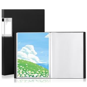 GUOKOFF Lot de 2 Porte-vues A3 20 Pochettes, A3 Livret de Pr&eacute;sentation en Polypropyl&egrave;ne, Classeur avec Insert de Pr&eacute;sentation, Pocket Pr&eacute;sentation Affichage du Livre (Noir) (hong jiu jiu mao yi, neuf)