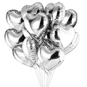 Ballon Coeur argent 20 pcs, baudruche en Forme de Coeur, Ballons de Fleuret, Ballon Helium Coeur pour Anniversaire, Mariage, Saint Valentin, décoration de fête de Noël (WEIMEIYING, neuf)