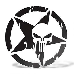 Erreinge Autocollant étoile de crâne militaire de l'armée noire Schriftzug en PVC mural Sticker mural pour Casque Auto Moto Camper pour ordinateur portable - 20 cm (erreinge, neuf)