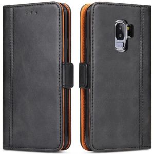 ROJIOJIO Coque pour Samsung Galaxy S9 Plus, Housse en Cuir PU Premium Etui &agrave; Rabat Pochette de Portefeuille, &Eacute;tui de Protection pour Samsung Galaxy S9 Plus, Noir (ROJIOJIO, neuf)
