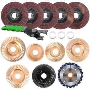 LIROPAU 13 Pièces Disque Bois Meuleuse, 100 mm ou115mm Disque de Sculpture Sur Bois, Disques Abrasifs pour le Moulage, le Ponçage et la Coupe du Bois (WHKCLTDD, neuf)