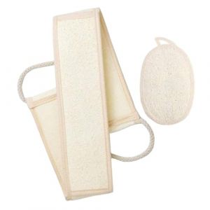 OSALADI Lot de 2 &Eacute;ponges Exfoliantes Naturelles en Luffa Fibres V&eacute;g&eacute;tales 100% Naturelles Texture Douce pour Gommage Corporel et Nettoyage en Profondeur du Dos Usage Quotidien Peau (Original MJW, neuf)
