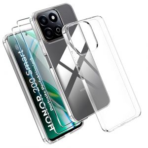 Effcotuo Coque pour Honor 200 Smart 5G avec 2 Verre Trempé Protection écran Deux, Transparent Soft Etui Silicone TPU Cover Housse Absorption de Choc et Anti-Scratch Housse étui (Effcotuo Direct, neuf)