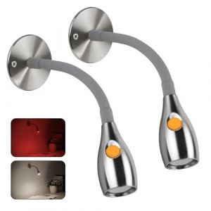Obeaming 2 x Lampe de Lecture 12V LED Camping-Car 4000K et Lumière Rouge Murale DC 12V-24V Spot pour Bateau Caravane Voiture Camion, Flexible Col de Cygne, Tout en aluminium (Obeaming Official, neuf)