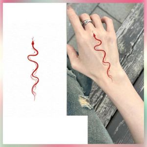 Tatouage Ephemere Tatouages Temporaires Serpent Rouge Ann&eacute;e Couleur Bras Clavicule Serpent Personnalit&eacute; Dos De La Main Autocollant Permanent Faux Tatouage (ZhouKouShiXinRuiJianSheGongChengYouXianGongSi, neuf)