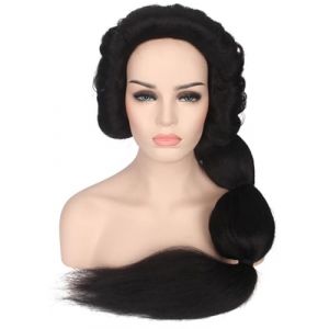 Kolegrial Jasmine Cosplay Perruque Femme Noir 90CM Long Fluffy Perruque Déguisement Princesse Jasmine Halloween Noël Carnaval Fête Anniversaire Mascarade Costume Accessoires Wig (shenzhenshixiningkeji, neuf)