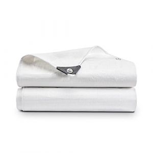 Bâche blanche imperméable robuste de 2,7 m x 3,6 m (découpée) en polyéthylène 110 g/m² de poids moyen et multifonction – Housse de meubles de jardin, abri de marché, étal de marché (2,7 x 3,6 m) (Tradeen Corp Limited, neuf)