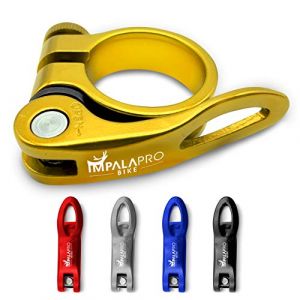 IMPALAPRO Bike Colliers de Selle pour Vélo - Antivol Selle Velo - Collier de Serrage de Tige de Selle de Vélo - Pince Selle Velo en Alliage d'Aluminium à Dégagement Rapide pour Vélo (Doré, 34,9 mm) (IMPALAPRO, neuf)