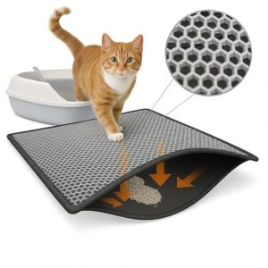 Blue Eyes Tapis de liti&egrave;re pour chat - Motif nid d'abeille - Imperm&eacute;able - Double couche - Motif nid d'abeille (Gris6075) (Blue Eyes Marketing, neuf)