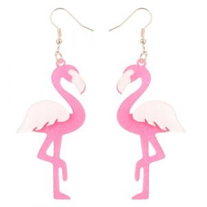 Boucles d'Oreilles Flamant Rose pour Femme, Acrylique Paillettes Boucles d'Oreilles Pendantes Flamant Rose Bijoux d'Oiseaux pour un Usage Quotidien Été Plage Fête Tropicale (Style 5) (Bai Yun, neuf)