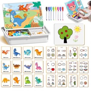 Bo&icirc;te &agrave; Puzzle magn&eacute;tique pour Enfants avec Jeu et Planche &agrave; dessi, Jeu d'habillage magn&eacute;tique du Visage, Poup&eacute;e d'habillage magnetique avec Planche &agrave; Dessin et Crayon pour Enfants (D) (CWENRO, neuf)