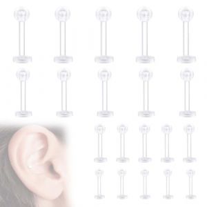 HABNI Piercing Helix 20 Pi&egrave;ces Acrylique Flexible Transparent Cz Studs Labret Tragus Cartilage 6Mm 8Mm 10Mm 12Mm 5 De Chaque (XIANXIAN LI, neuf)