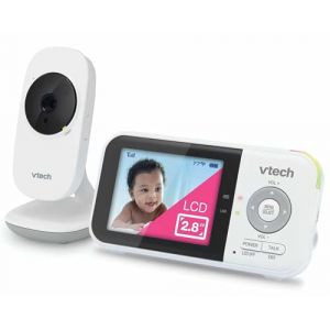VTech VM819 Moniteur vid&eacute;o pour b&eacute;b&eacute; avec autonomie de 19 Heures 304,8 m Vision Nocturne Automatique &Eacute;cran 7,1 cm Audio 2 Voies Capteur de temp&eacute;rature Mode &eacute;conomie d'&eacute;nergie et Lullabes, Blanc (Alhan Store, neuf)