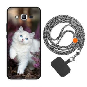 vingarshern Coque Compatible avec Samsung Galaxy J2 Prime Antichoc Silicone Bumper Case &Eacute;tui de Protection Housse Coque avec Motif,Souple Coque avec Cordon Detachable,Chat Blanc (YOUKARSHERN, neuf)