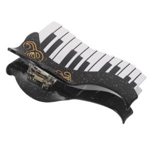 TOYANDONA Pince &agrave; Cheveux Musicale en Ac&eacute;tate Forme Note de Musique, Clip Antid&eacute;rapant pour Cheveux &Eacute;pais et Boucl&eacute;s, Accessoire Original pour Festivals et Concerts, Design Piano Ondul&eacute;, (Y HEART, neuf)