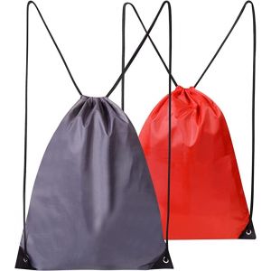 Lot de 2 sacs de sport avec cordon de serrage - Sac de gym en poly&eacute;thyl&egrave;ne pour homme et femme - Sac de natation - Id&eacute;al pour le sport, les enfants, les gar&ccedil;ons et les filles, Rouge/gris, L (SAWANS, neuf)
