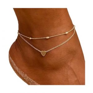Clataly soleil lune bracelet cheville multicouche ananas amour tortue cheville perles d'été accessoire plage pied femme fille bijoux (Chaîne de pied Love en or) (clataly, neuf)