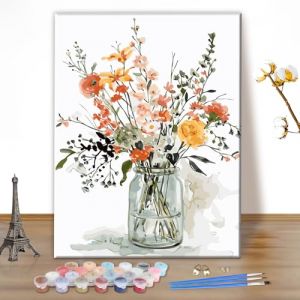 MEIYUDA Peinture par Numero Adulte Fleur Aquarelle, Diy Peinture Acrylique pour Adultes Débutants Facile sur Toile Avec Peintures et Pinceaux Decoration Maison Cadeau 30x40cm(sans Cadre) (JINBEIKANG, neuf)