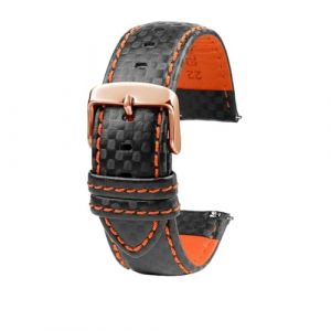 SinSed 18Mm 20Mm 21Mm 22Mm 23Mm 24Mm Hommes Femmes Couture Bracelet De Montre En Fiber De Carbone Bracelet En Cuir, Pin d'orange RG, 22mm (SOGYECS, neuf)