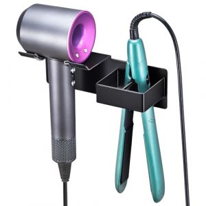 XILIMOR Porte Seche Cheveux et Lisseur Support Seche Cheveux Support Porte Seche Cheveux Mural M&eacute;tal Adh&eacute;sif Support Seche Cheveux sans Percage pour H&ocirc;tel, Salle De Bains, Barbershop (&lrm;Noir) (SunyaTech, neuf)