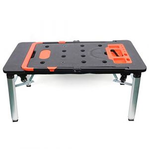 &Eacute;tabli universel multifonction 7 en 1 - Plateforme de travail - Dimensions E : 1140 x 590 mm - Bornier et hauteur r&eacute;glable - Charge maximale : 150 kg - Pour atelier, chantier (MiLiaus, neuf)