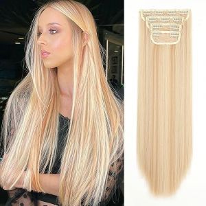 YDDM Extension Cheveux Naturel Clip Extension a Clip Cheveux Naturel Cheveux Raides Extensions de Cheveux Extension Rajout Cheveux Clip Naturel Clip in Hair Extensions Pour Femmes(24 Inch, 4pcs) (YDDM Hair, neuf)