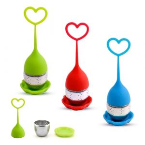 FEMONGY infuseur thé 3 pièces boule a the infuseur, boule à thé, filtre à thé, filtres à thé, poignée en Silicone, égouttoir à Tamis en Acier Inoxydable Inclus, infuseur à thé pour Tisane(amour) (linxianaidi, neuf)