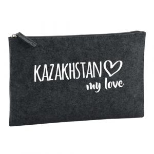 Huuraa trousse de toilette Kazakhstan my love Trousse de toilette cadeau en feutre anthracite 1 litre Kazakhstan my love Pr&eacute;sent (Hellweg Handelsbetrieb Soest, neuf)