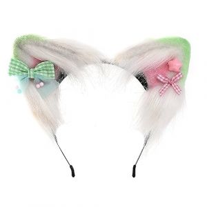 Watreketal Serre-t&ecirc;te en forme d'oreille de renard de dessin anim&eacute; avec petit n&oelig;ud d&eacute;coratif pour cosplay, f&ecirc;te costum&eacute;e, bandeau pour adolescents, adultes, Halloween, bandeaux pour femmes, adultes (SEAxie, neuf)