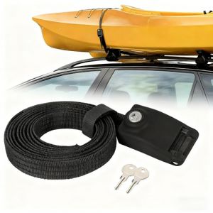 Sangle d'arrimage verrouillable de 4 m avec serrure int&eacute;gr&eacute;e et cl&eacute;, s&eacute;curit&eacute; de c&acirc;ble en acier &agrave; 3 voies &ndash; Bande de fixation antivol pour coffre de toit, tente de toit, moto et v&eacute;lo (jackfruitjuice, neuf)