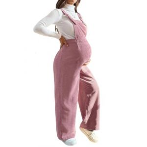 G&eacute;n&eacute;rique Salopette de maternit&eacute; en velours c&ocirc;tel&eacute; pour femme taille &eacute;lastique ample jambes larges combinaisons de grossesse bretelles r&eacute;glables (RICOCHO, neuf)