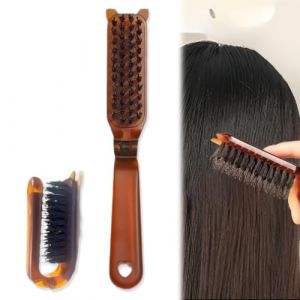 ZKGYUS Brosse en Poil de Sanglier, Pliable Brosse Poils Sanglier, Brosse Cheveux Poils de Sanglier, Brosse de Salon de Poils de Sanglier pour Femmes Hommes, Portable pour les Voyages (Rfervgauk, neuf)