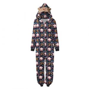 Samuliy Ensemble de pyjama familial, pyjama assorti à capuche pour la famille avec motifs | Pyjama pour famille, pyjama familial assorti, adultes, adolescents (Trame, neuf)