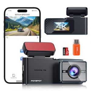 POYBPCY 4K Dashcam Voiture Avant,WiFi Caméra Embarquée Voiture Con Carte SD 64 G,Contrôle par Application,Dashcam Grand Angle 170°,G-Capteur,Vision Nocturne,WDR,Mode Parking,Enregistrement en Boucle (CHANGDING FR Direct, neuf)