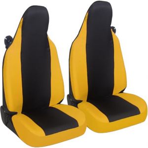 Susy Shop Housses de siège auto compatibles pour Smart fortwo, 450 451 et 453, lot de 2 housses avant, tissu polycoton (noir/jaune) (Susy Shop, neuf)