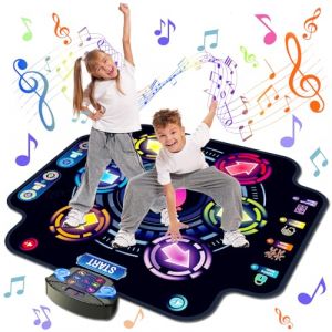 Tapis de danse pour enfants, tapis de danse électronique lumineux avec Bluetooth sans fil 5 vitesses 9 niveaux, tapis de danse pour tout-petits jeu de musique jouet de danse pour filles garçons 3+ ans (XCSJ UK, neuf)