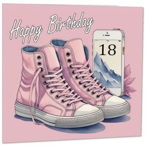 Carte d'anniversaire 18 ans pour femme &ndash; Cartes d'anniversaire pour fille de 18 ans, dix-huiti&egrave;me anniversaire, s&oelig;ur, amie, ni&egrave;ce, petite-fille (Purple Fox Gifts, neuf)