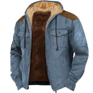 Generisch Veste Bomber Homme Hiver Rembourr&eacute;e, Veste en Polaire &Eacute;paissie en Coton Veste d'Hiver Cargo Patchs Veste de Transition avec Poches et Fermeture &Eacute;clair Veste de B&ucirc;cheron Oversize D&eacute;contract&eacute;e (shuQOTA, neuf)